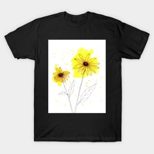 Black Susan Modern Watercolor and Ink Art T-Shirt